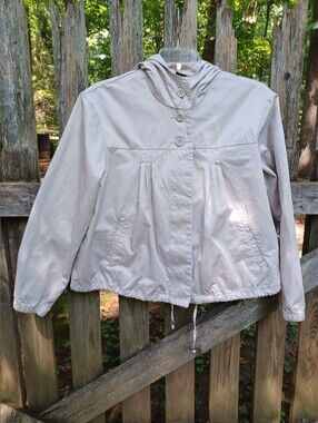 Light Beige Hooded Women's Jacket - Casual